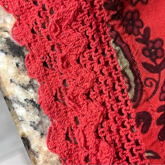 Harlow & Rose Paisley Red Mini Teired Dress Boho Hippie Peasent Fairy M Vampy - Picture 9 of 9